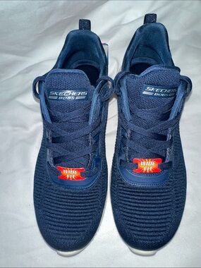 Skechers Women’s Navy Wide Fit Knit Sneaker - BOBS